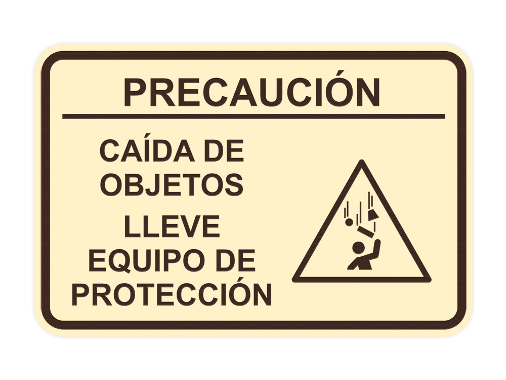 Signs ByLITA Classic Framed Precaución Caída de Objetos Lleve Equipo de protección Door or Wall Sign Easy Installation | Health And Safety | Building And Hospitality