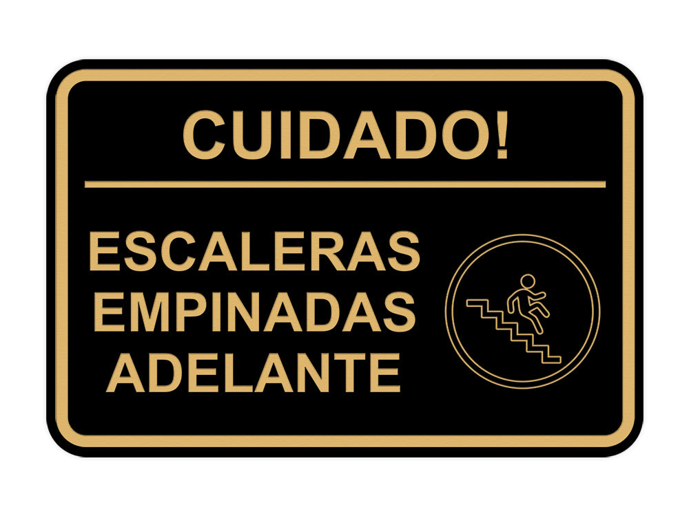 Signs ByLITA Classic Framed Cuidado Escaleras Empinadas Adelante Door or Wall Sign Easy Installation | Health And Safety | Building And Hospitality