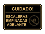 Signs ByLITA Classic Framed Cuidado Escaleras Empinadas Adelante Door or Wall Sign Easy Installation | Health And Safety | Building And Hospitality