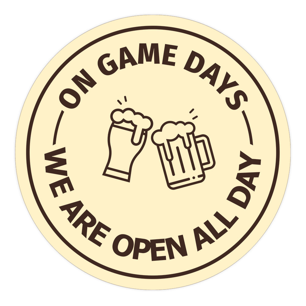 Signs ByLITA Circle On Game Days, We are Open All Day ABS Plastic | Laser Engraved | Easy Installation | Elegant Design Wall or Door Sign