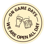 Signs ByLITA Circle On Game Days, We are Open All Day ABS Plastic | Laser Engraved | Easy Installation | Elegant Design Wall or Door Sign