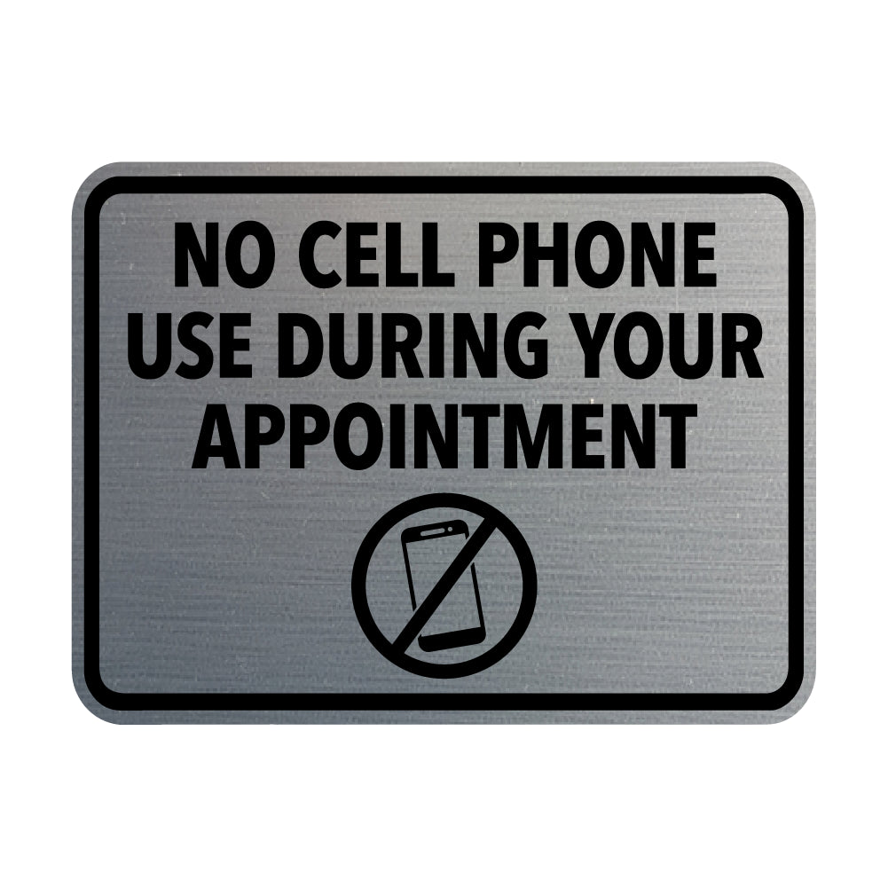 Signs ByLITA Classic Framed No Cell Phone Use During Your Appointment Wall or Door Sign | Easy Installation | Warning Business Signage