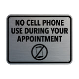 Signs ByLITA Classic Framed No Cell Phone Use During Your Appointment Wall or Door Sign | Easy Installation | Warning Business Signage
