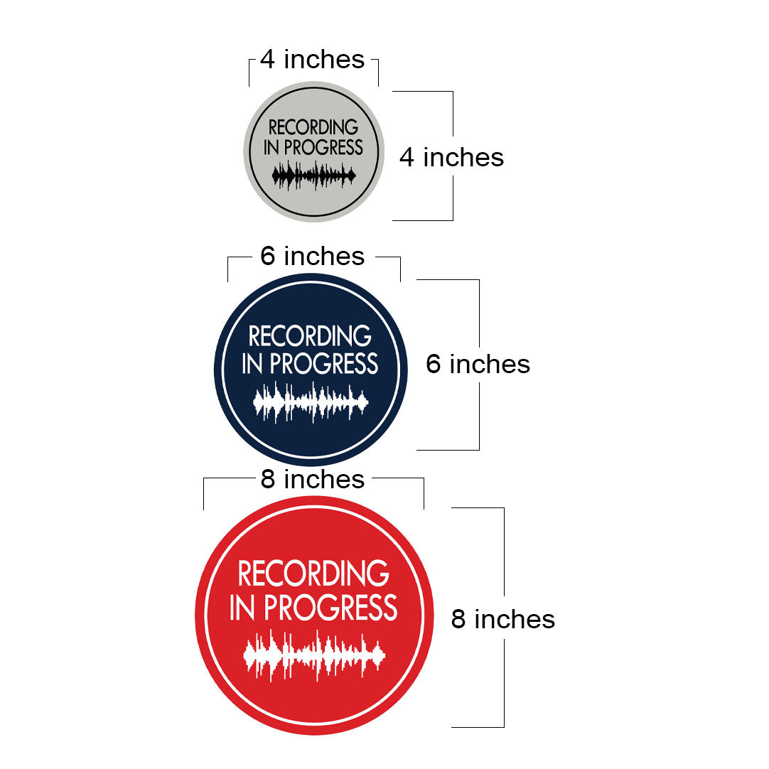 Signs ByLITA Circle Recording In Progress (music waves) Wall or Door Sign