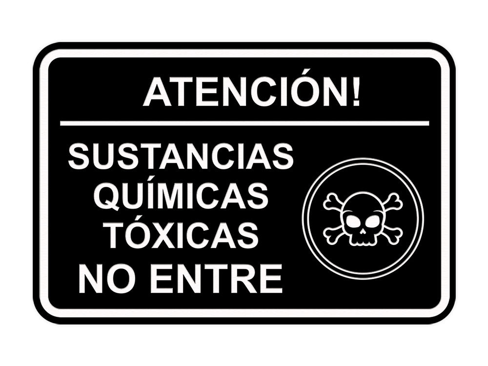 Signs ByLITA Classic Framed Atención Sustancias Químicas Tóxicas No entre Door or Wall Sign Easy Installation | Health And Safety | Building And Hospitality