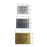 Signs ByLITA Classic Framed Attention! Users of our facilities do so at their own risk; we disclaim all liability Door or Wall Sign Easy Installation | Warning Health & Safety | Office & Venues