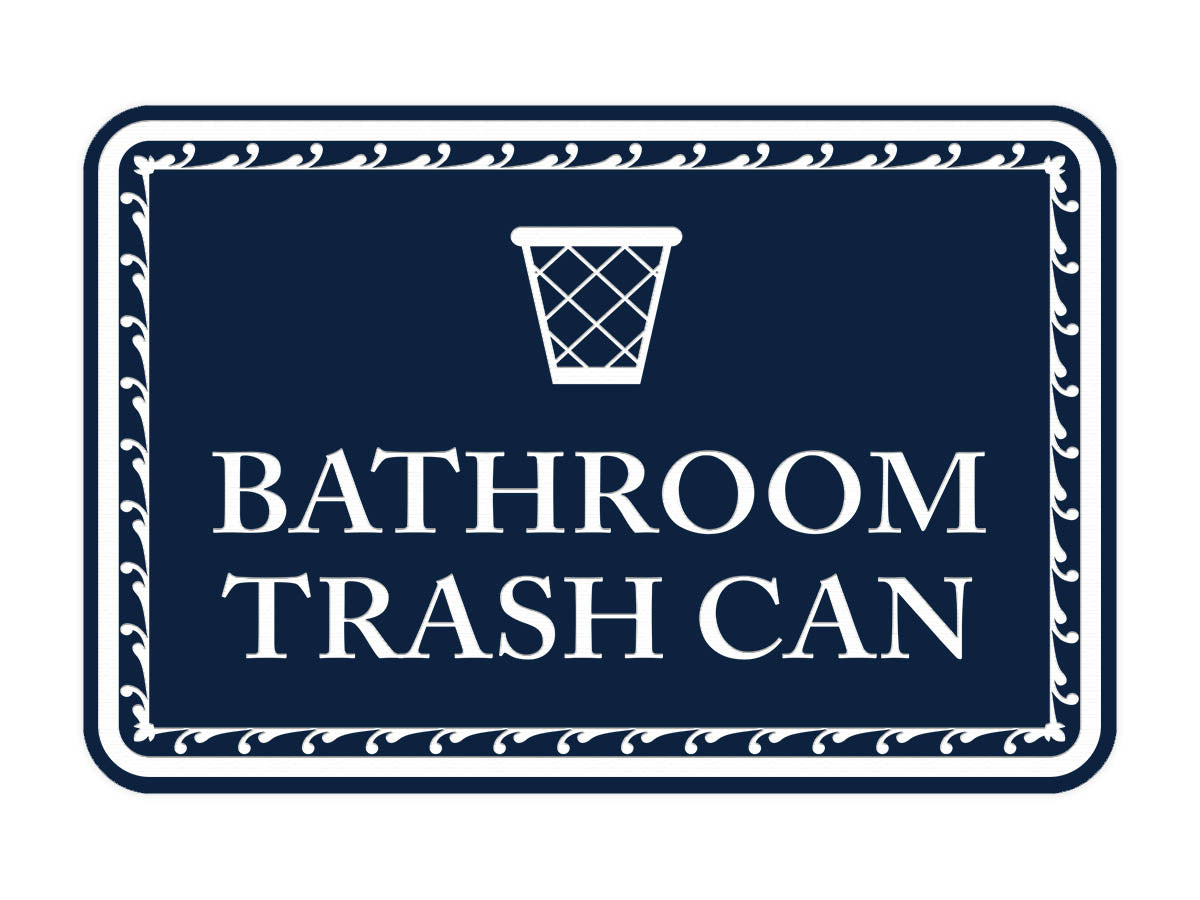 Signs ByLITA Classic Framed Bathroom Trash Can Vintage Bathroom Wall or Door Sign