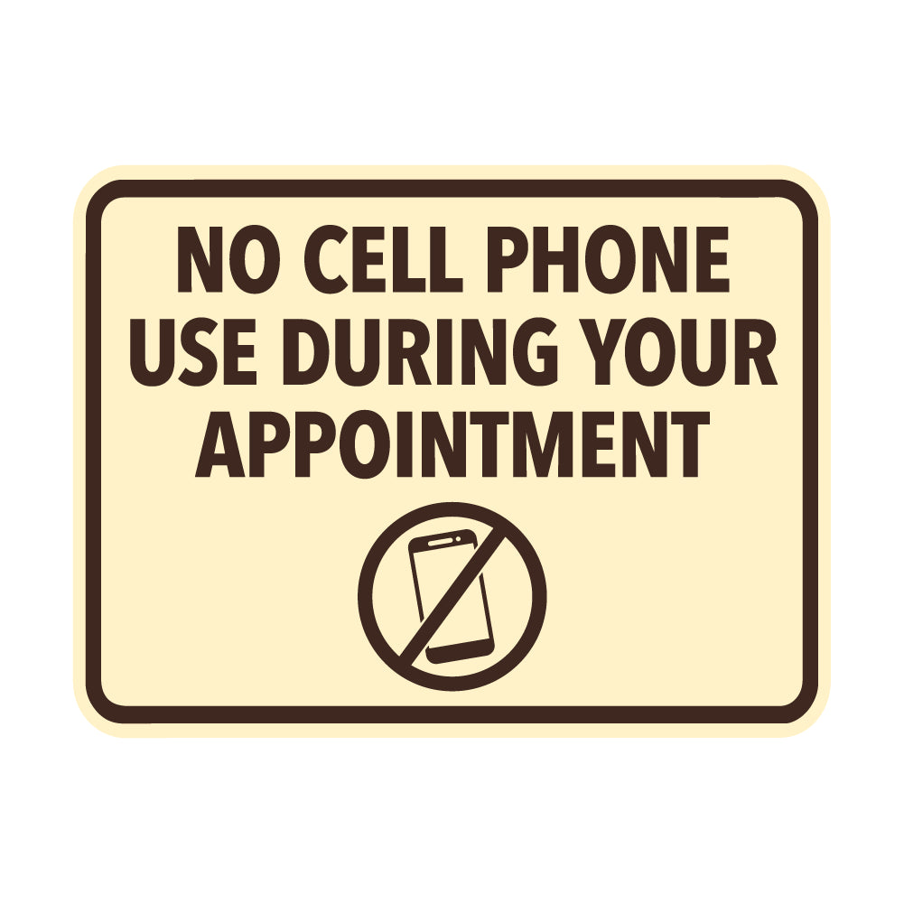 Signs ByLITA Classic Framed No Cell Phone Use During Your Appointment Wall or Door Sign | Easy Installation | Warning Business Signage