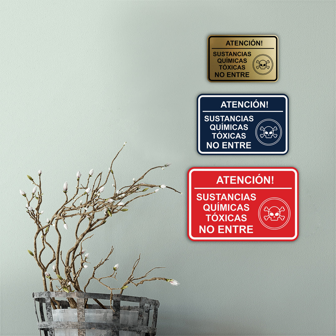 Signs ByLITA Classic Framed Atención Sustancias Químicas Tóxicas No entre Door or Wall Sign Easy Installation | Health And Safety | Building And Hospitality
