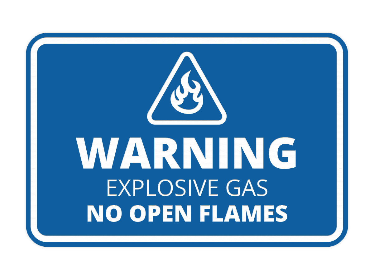Signs ByLITA Classic Framed Warning: Explosive Gas - No Open Flames Door or Wall Sign Easy Installation | Health And Safety | Building And Warning Signs
