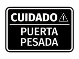 Signs ByLITA Classic Framed Cuidado Puerta Pesada Door or Wall Sign Easy Installation | Health And Safety | Building And Hospitality