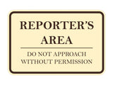 Signs ByLITA Classic Framed Reporter's Area. Do Not Approach Without Permission Door or Wall Sign Durable ABS Plastic | Laser Engraved | Easy Installation | Courtroom