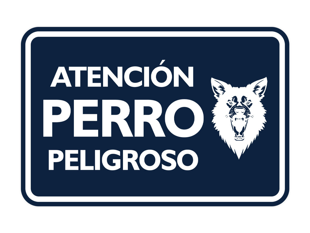 Signs ByLITA Classic Framed Atención Perro Peligroso Graphic Spanish Security Wall or Door Sign