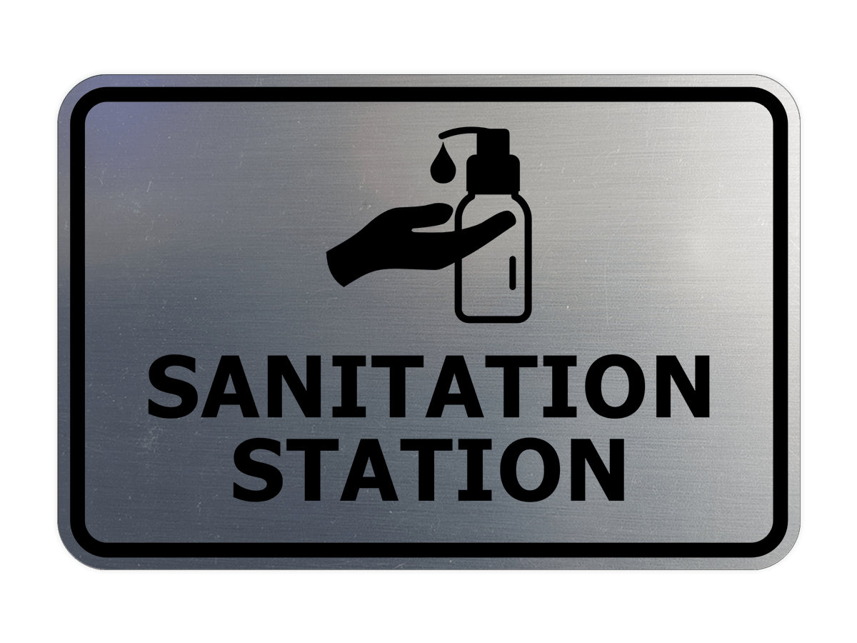 Signs ByLITA Classic Framed Sanitation Station Door or Wall Sign Easy Installation | Health And Safety | Building And Hospitality Signs