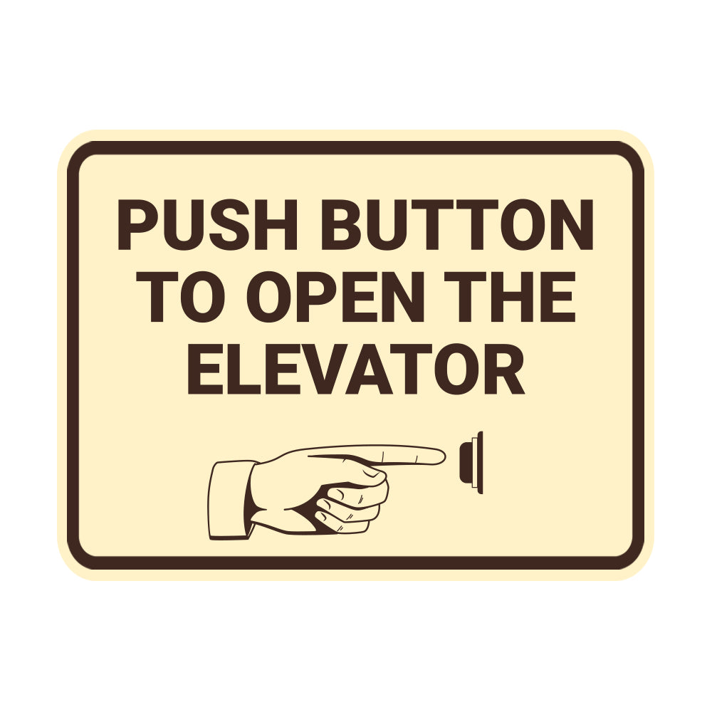 Signs ByLITA Classic Framed Push Button To Open The Elevator Wall or Door Sign
