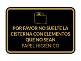 Signs ByLITA Classic Framed Por favor no suelte la cisterna con elementos que no sean papel higiénico Door or Wall Sign | Spanish Restroom Maintenance Signs