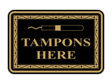 Signs ByLITA Classic Framed Tampons Here Vintage Bathroom Wall or Door Sign