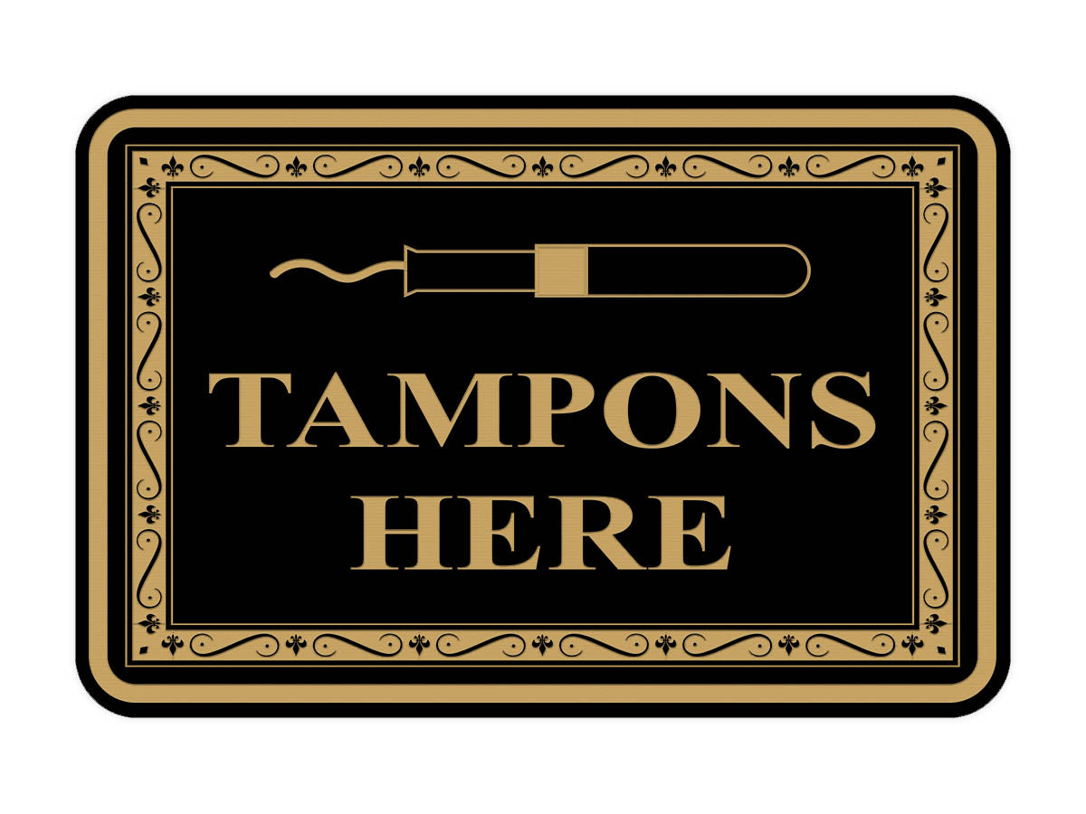 Signs ByLITA Classic Framed Tampons Here Vintage Bathroom Wall or Door Sign