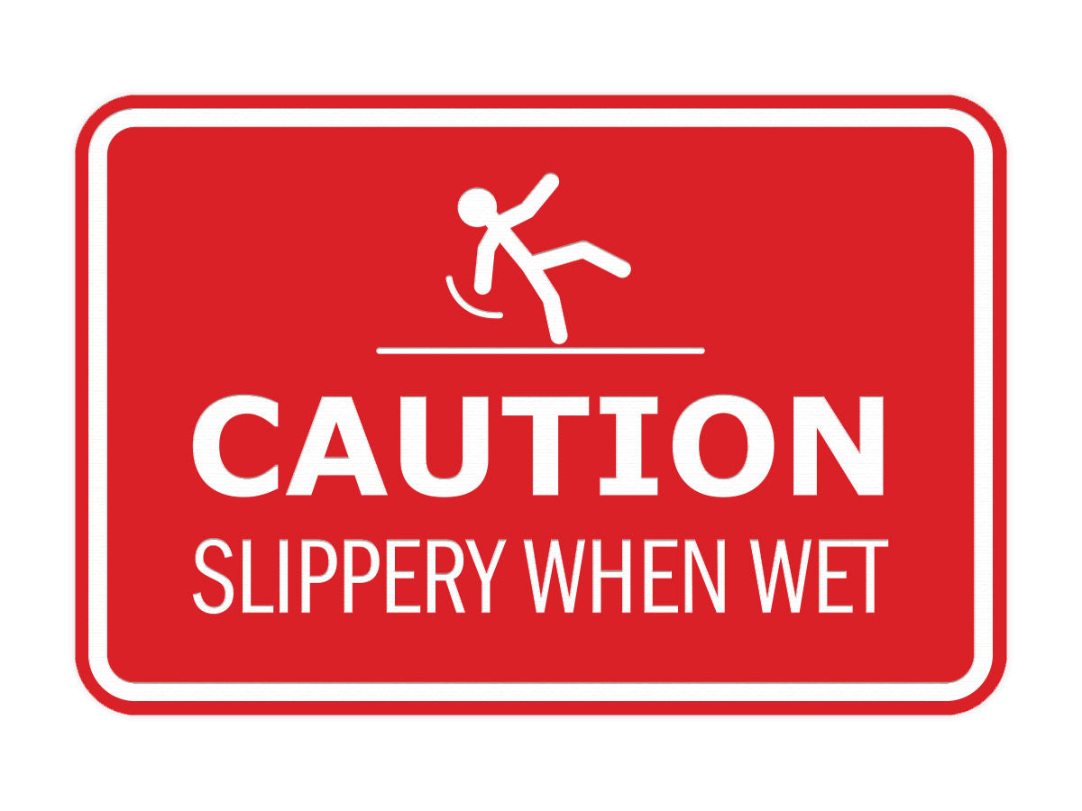 Signs ByLITA Classic Framed Caution: Slippery When Wet Door or Wall Sign Easy Installation | Health And Safety | Building And Warning Signs