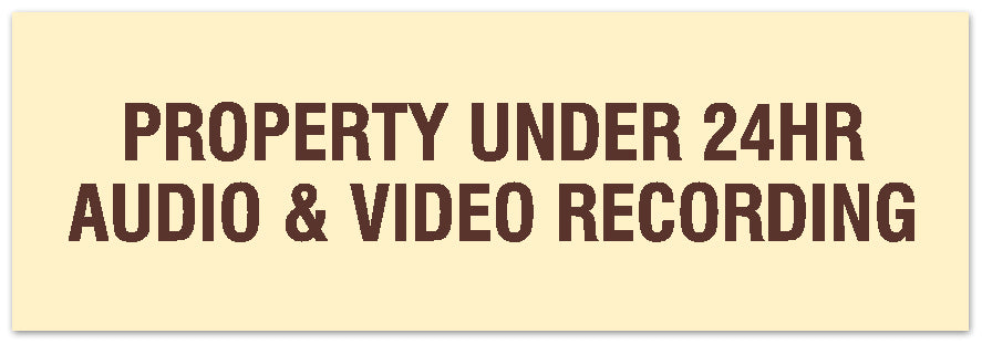 Signs ByLITA Basic Property Under 24 Audio Video Recording Sign - Laser-Engraved Lettering | Durable ABS Plastic | Vibrant Colors | Powerful Foam Tape