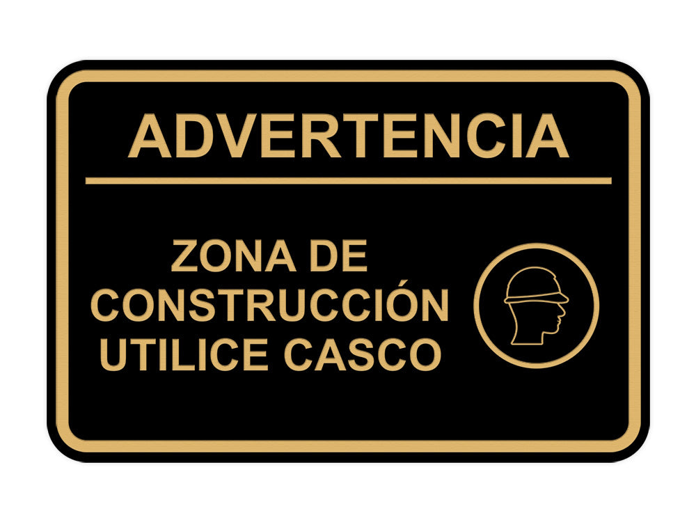 Signs ByLITA Classic Framed Advertencia Zona de construcción Utilice casco Door or Wall Sign Easy Installation | Health And Safety | Building And Hospitality