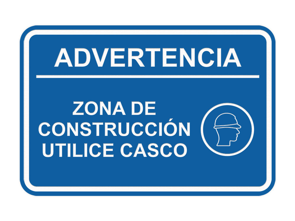 Signs ByLITA Classic Framed Advertencia Zona de construcción Utilice casco Door or Wall Sign Easy Installation | Health And Safety | Building And Hospitality