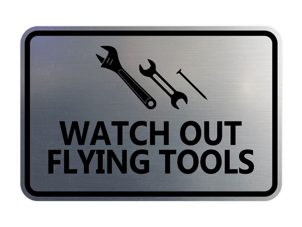 Signs ByLITA Classic Framed Watch Out Flying Tools Wall or Door Sign