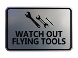 Signs ByLITA Classic Framed Watch Out Flying Tools Wall or Door Sign