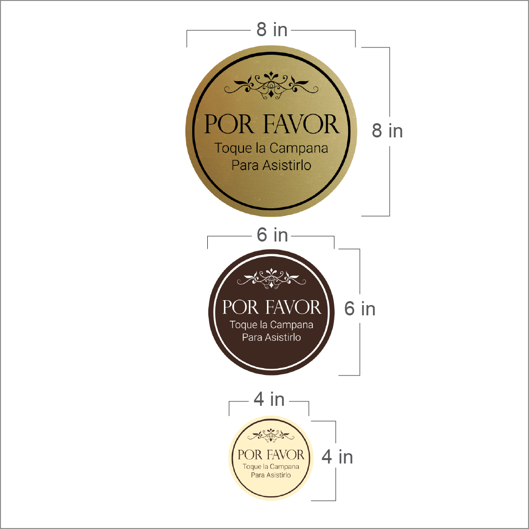 Signs ByLITA Circle Por Favor Toque la Campana Para Asistirlo Wall or Door Sign