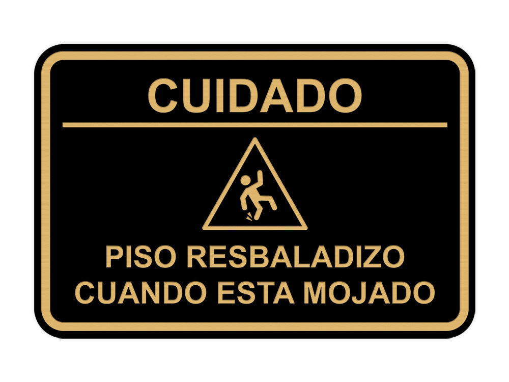 Signs ByLITA Classic Framed Cuidado: Piso Resbaladizo cuando esta mojado Door or Wall Sign Easy Installation | Health And Safety | Building And Hospitality