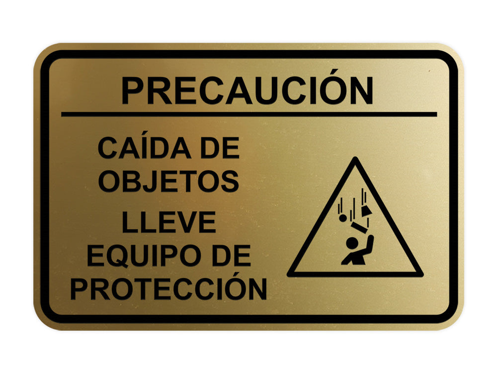 Signs ByLITA Classic Framed Precaución Caída de Objetos Lleve Equipo de protección Door or Wall Sign Easy Installation | Health And Safety | Building And Hospitality