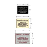 Signs ByLITA Classic Framed Parking Lot Notice: We Accept No Liability For Cars or Personal Property Damaged or Stolen On These Premises Door or Wall Sign Easy Installation | Warning Health & Safety | Office & Venues