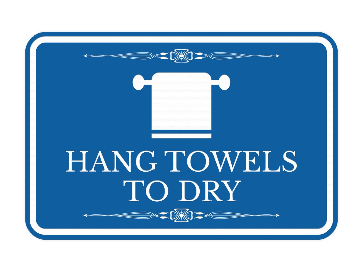 Signs ByLITA Classic Framed Hang Towels To Dry Vintage Bathroom Wall or Door Sign