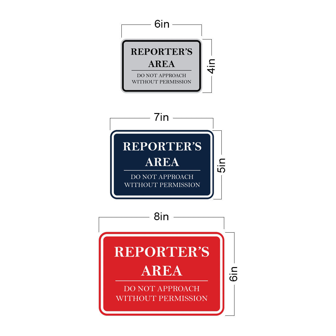 Signs ByLITA Classic Framed Reporter's Area. Do Not Approach Without Permission Door or Wall Sign Durable ABS Plastic | Laser Engraved | Easy Installation | Courtroom