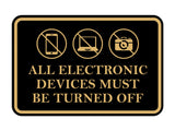 Signs ByLITA Classic Framed All Electronic Devices Must Be Turned Off Door or Wall Sign Durable ABS Plastic | Laser Engraved | Easy Installation | Courtroom