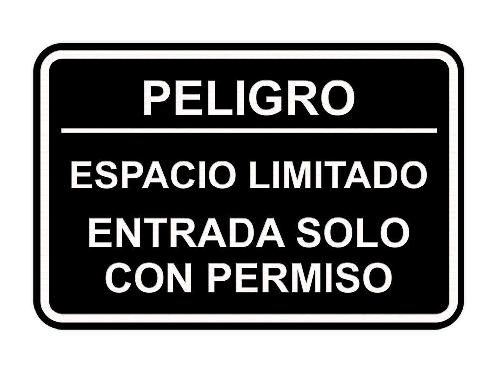 Signs ByLITA Classic Framed Peligro Espacio Limitado- Entrada solo con permiso Door or Wall Sign Easy Installation | Health And Safety | Building And Hospitality