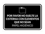 Signs ByLITA Classic Framed Por favor no suelte la cisterna con elementos que no sean papel higiénico Door or Wall Sign | Spanish Restroom Maintenance Signs