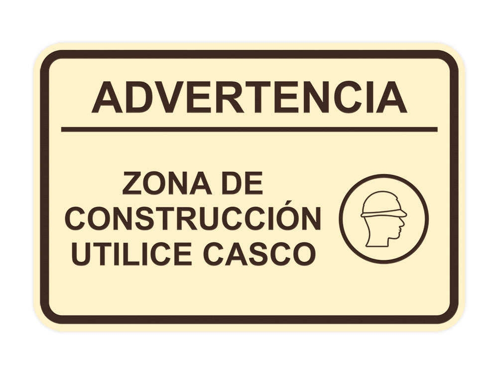 Signs ByLITA Classic Framed Advertencia Zona de construcción Utilice casco Door or Wall Sign Easy Installation | Health And Safety | Building And Hospitality