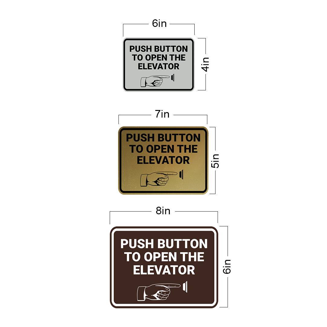Signs ByLITA Classic Framed Push Button To Open The Elevator Wall or Door Sign