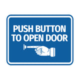 Signs ByLITA Classic Framed Push button to open door (finger pointing left) Wall or Door Sign