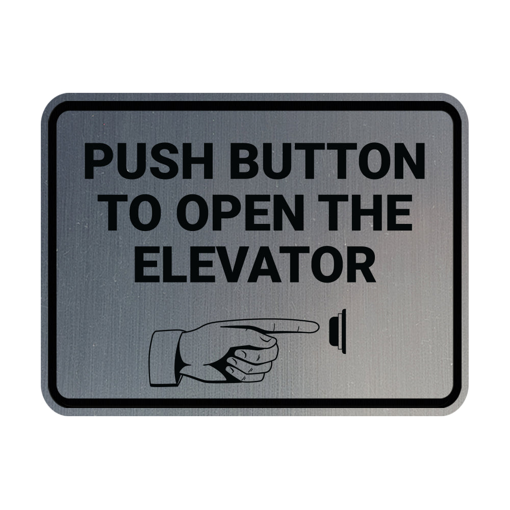 Signs ByLITA Classic Framed Push Button To Open The Elevator Wall or Door Sign