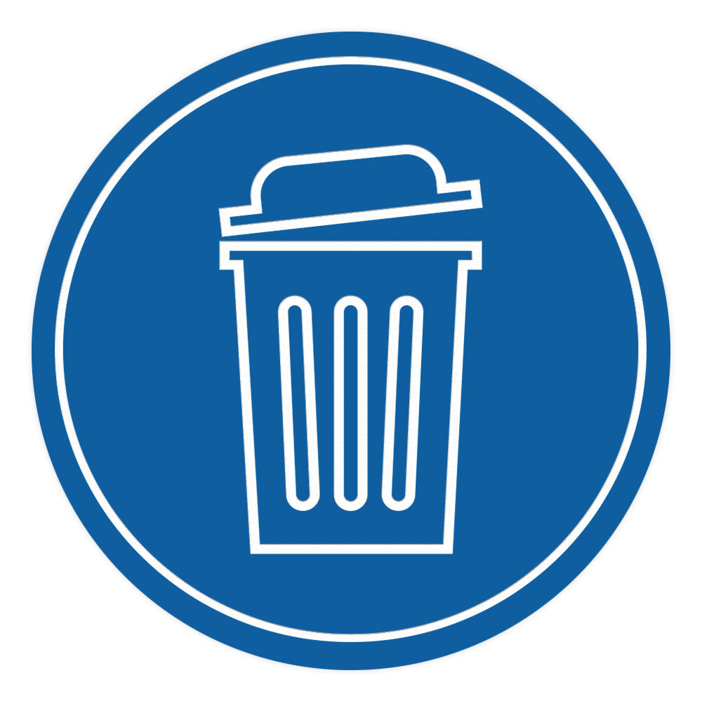 Signs ByLITA Circle Trash Can Graphic Door or Wall Sign | Easy Installation | Durable Construction | Promote Health And Safety | Caution Warning Sign for Home, Business and Office Spaces