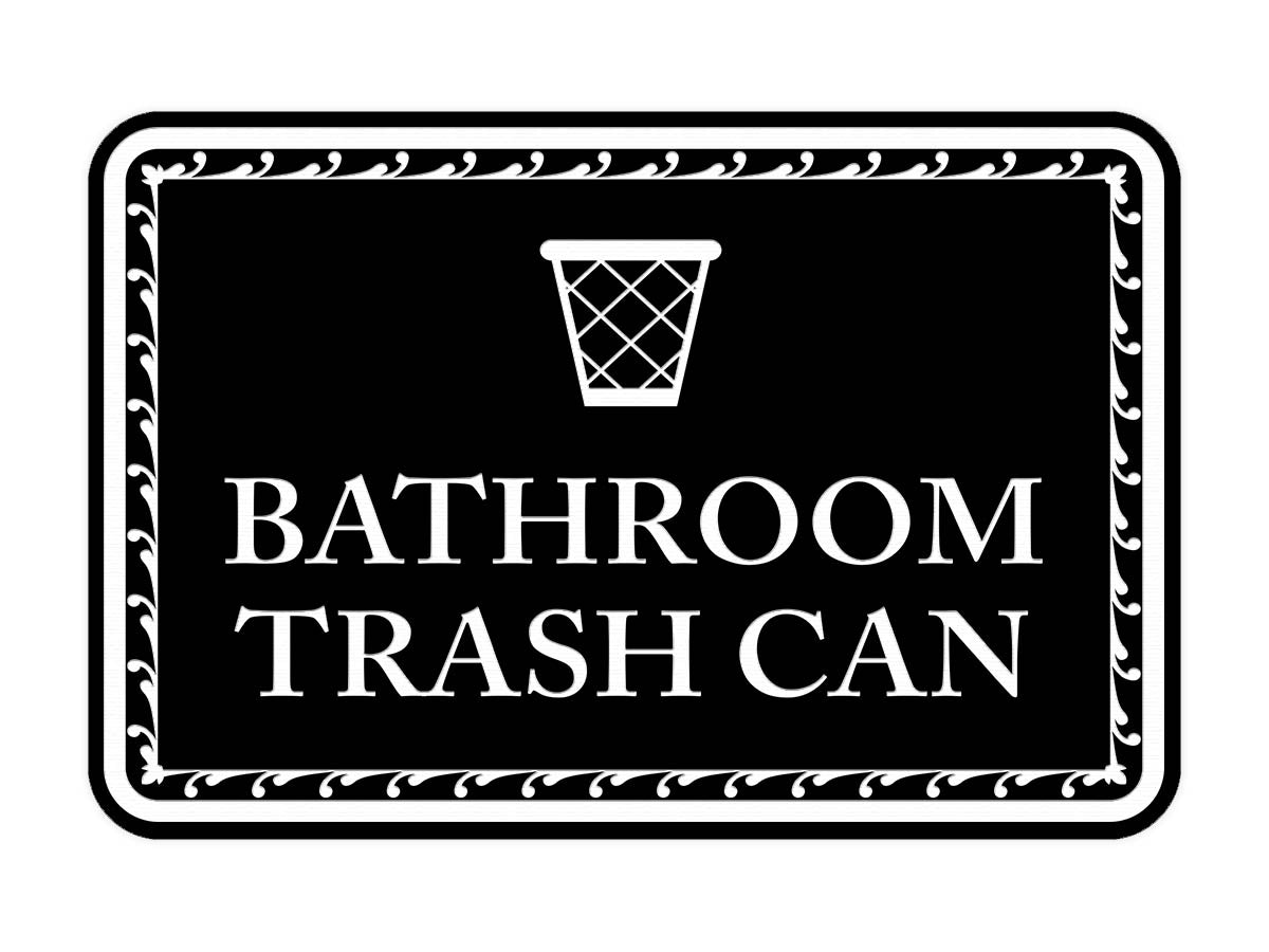 Signs ByLITA Classic Framed Bathroom Trash Can Vintage Bathroom Wall or Door Sign