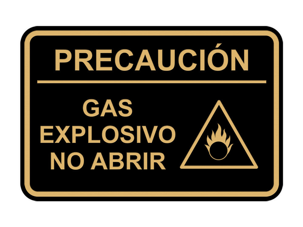 Signs ByLITA Classic Framed Precaución Gas Explosivo - No Abrir Door or Wall Sign Easy Installation | Health And Safety | Building And Hospitality