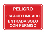 Signs ByLITA Classic Framed Peligro Espacio Limitado- Entrada solo con permiso Door or Wall Sign Easy Installation | Health And Safety | Building And Hospitality