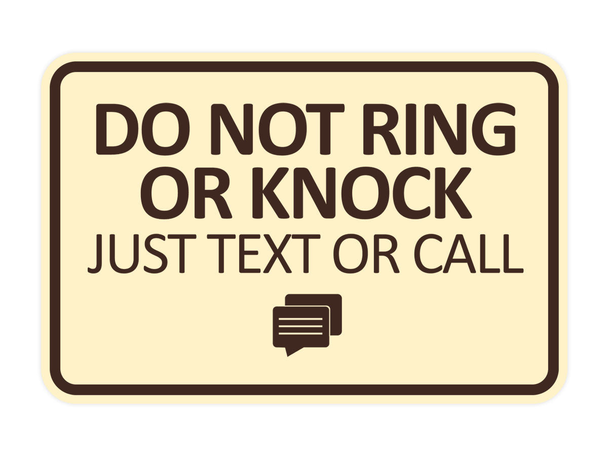 Signs ByLITA Classic Framed Do Not Ring Bell or Knock Please Text or Call Entrance Wall or Door Sign