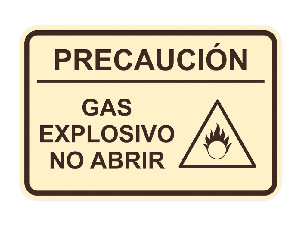 Signs ByLITA Classic Framed Precaución Gas Explosivo - No Abrir Door or Wall Sign Easy Installation | Health And Safety | Building And Hospitality
