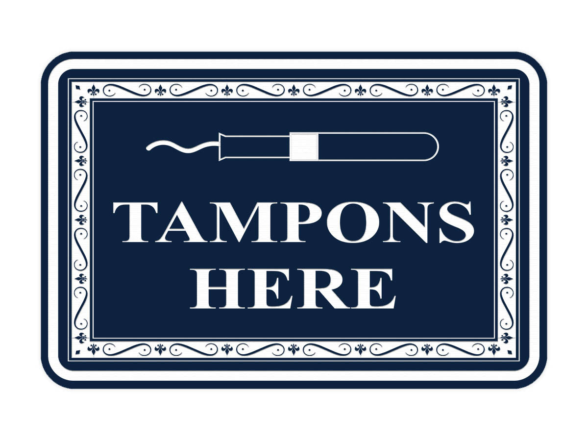 Signs ByLITA Classic Framed Tampons Here Vintage Bathroom Wall or Door Sign
