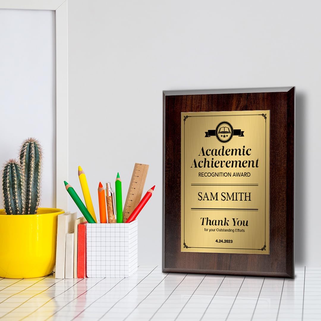 Signs ByLITA Customizable Academic Achievement Award Wooden Plaque Award with Easel Stand, Engraved Gift for winners of awards, certificates and achievements…