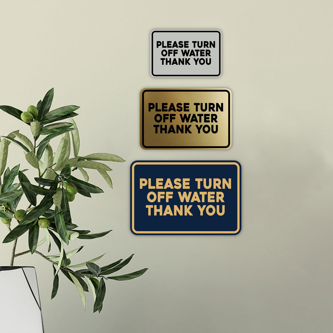 Signs ByLITA Classic Framed Please Turn Off Water Thank You Door or Wall Sign | Eco-Friendly Home Signs